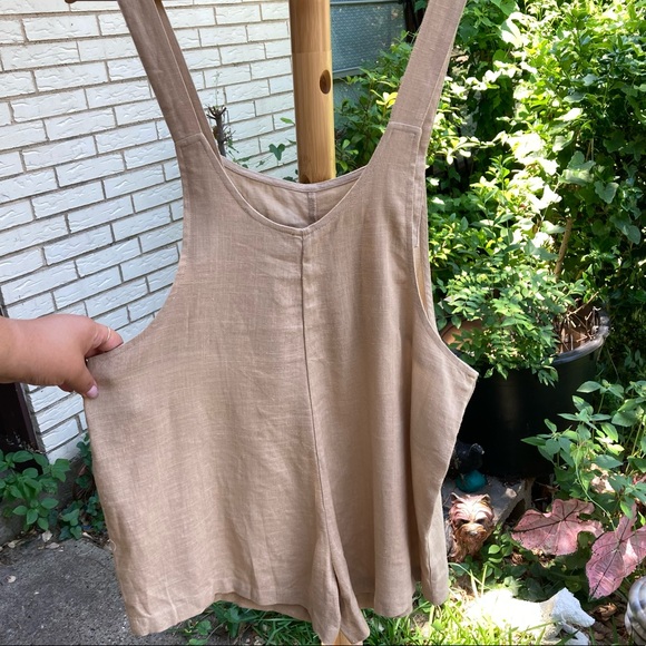 COPY - Lulus Up with the Sun Beige Short Overalls Size Large - Picture 5 of 15